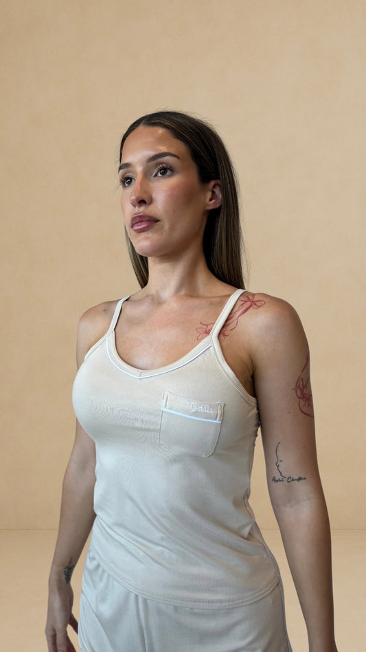 Vanilla - Shorts & Singlet Bamboo Pyjama Set – The Daydream Collection