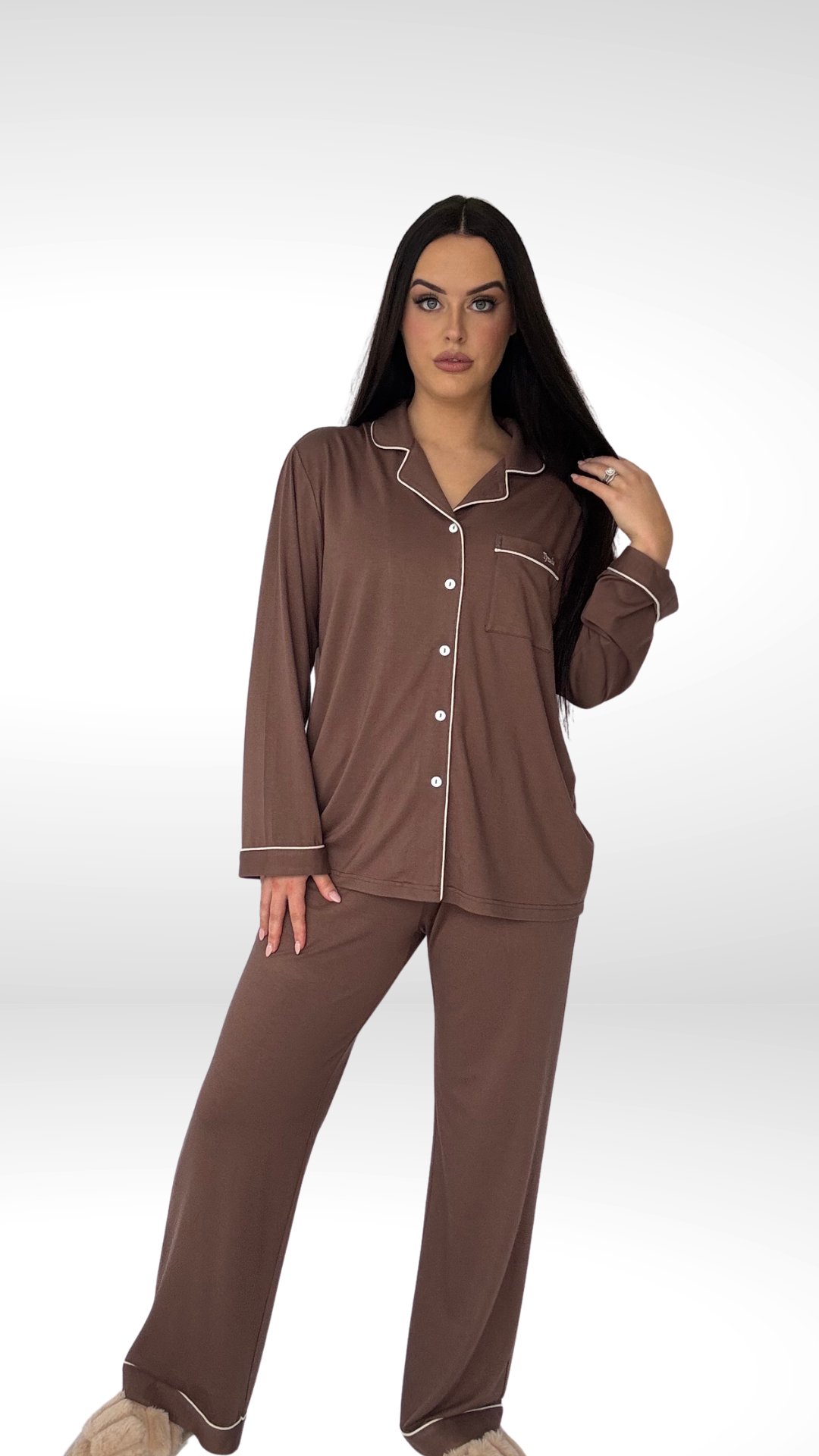Espresso - Long Sleeve Bamboo Pyjama Set - The Daydream Collection