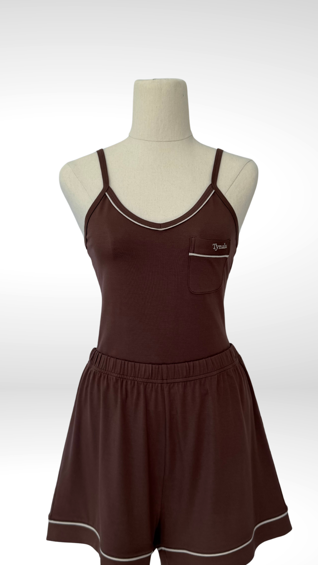 Espresso - Shorts & Singlet Bamboo Pyjama Set – The Daydream Collection
