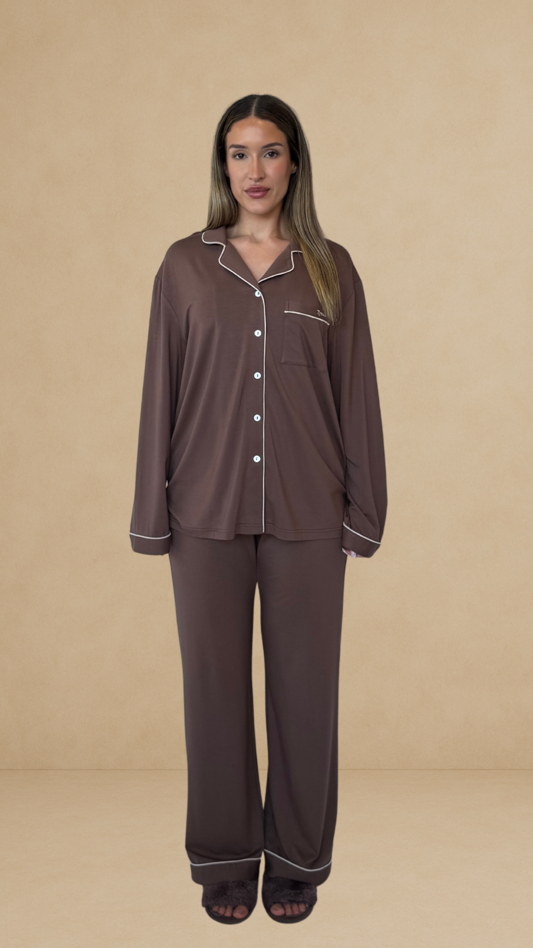 Espresso - Long Sleeve Bamboo Pyjama Set - The Daydream Collection